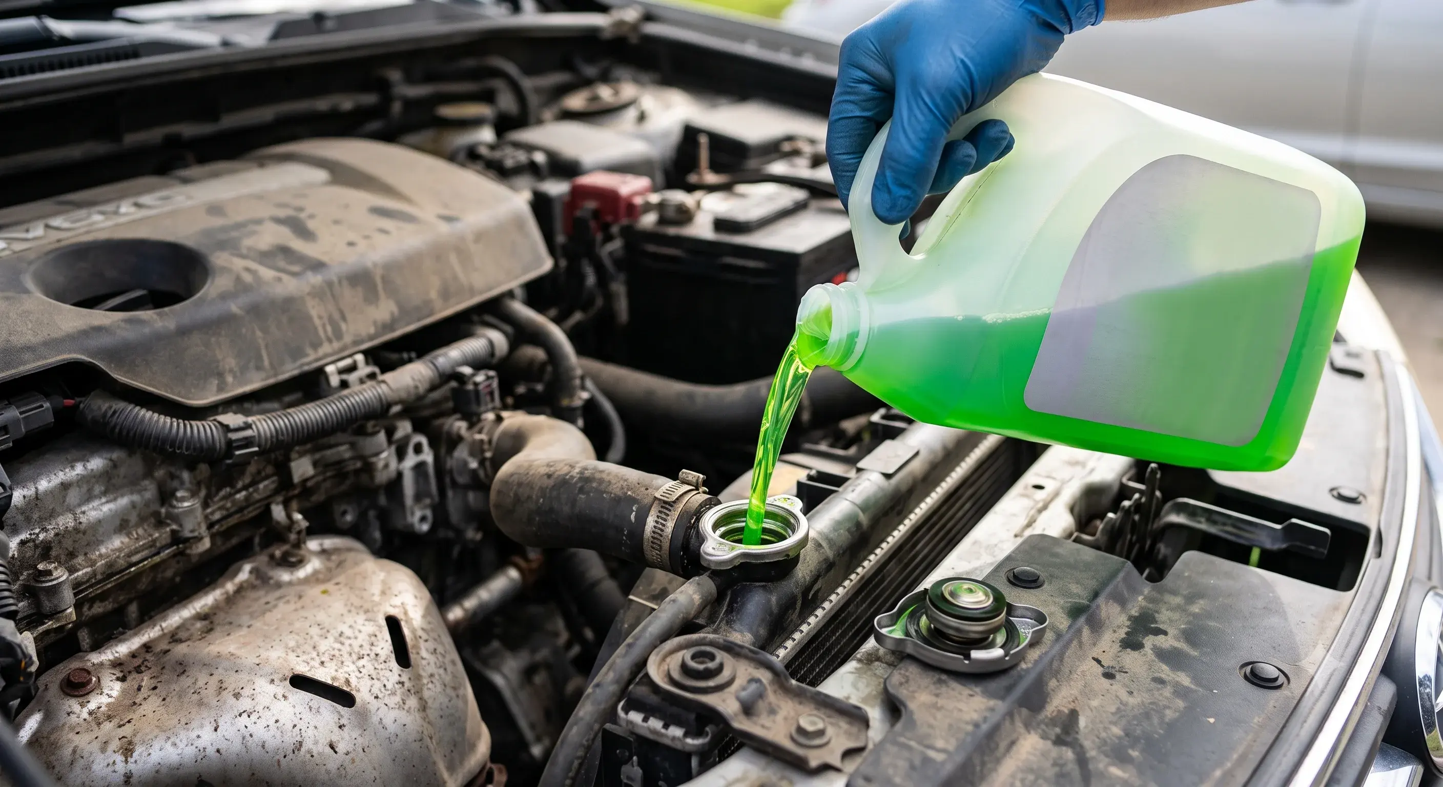 Topping off coolant under the hood